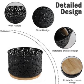 Yomjarl Kitchen Utensil Holder,Utensil Caddy for Party,Rotating Wooden Base Cutlery Organizer,Kitchen Countertop Cutlery Organizer with Drain Holes,Perfect for Spoons Forks and Cooking Tools Storage