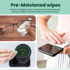 WipeWell 200 Lens Cleaning Wipes – Streak-Free, Quick-Dry, Anti-Fog Formula for Glasses, Camera Lenses, Screens – Individually Wrapped for Travel – Safe on All Lens Types