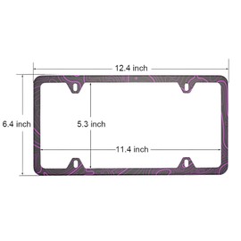 4 Holes Topographic Topography Map Exploration Discovery Stainless Steel License Plate Frames, 2 PCS Car Licence Plate Covers, with Bolts Washer Caps for US Vehicles (Purple)