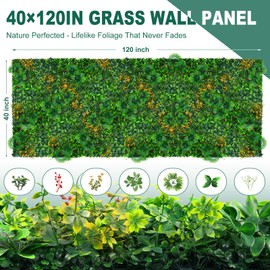 Yangrass Grass Wall Panels, 40"x120" (33.33 sqft) Artificial Boxwood Hedge Roll Privacy Screen, Green Wall Decor with UV Protection, Greenery Backdrop for Garden Indoor Outdoor Decor