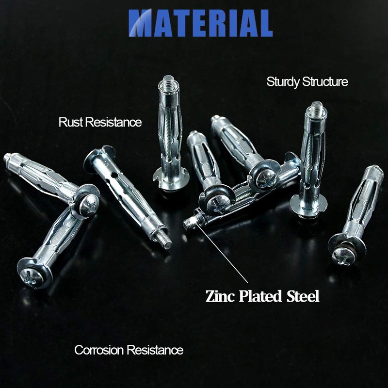 Glarks 30Pcs 5x52MM Heavy Duty Zinc Plated Steel Molly Bolt