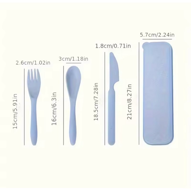 3in1 Portable Travel Cutlery Set with Case - Reusable Utensil
