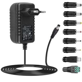 ZUOKENZU AC Adapter 24V 1A Netzteil AC220V zu DC24V 500mA 1000mA Leistungstreiber 5,5mm mit 8 DC Steckeradaptern Konverter Wechselrichter Ladegerät Transformator AC-DC Adapter (DC24V~1A)
