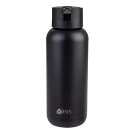 Oasis Ceramic Lined Stainless Steel Triple Wall Insulated 'Moda' Drink Bottle 1 Litre - Black