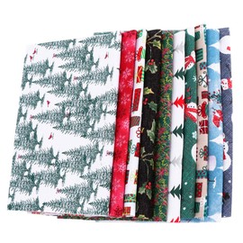 EXCEART 10 Sheets Christmas Quilting Squares Bundles Quilting Fabric Squares Fat Quarters Precut Sewing Fabric Patchwork Cotton Material Craft Diy Printed Cotton Fabric
