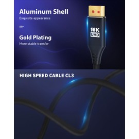 KOMGILK 16K DisplayPort Cable 3.3FT 2Pack, High Speed 8K@60Hz, 4K@120Hz, 77.4Gbps, DisplayPort to DisplayPort Cable 2.0 DP to DP Cable Compatible for Gaming Laptop TV Computer Monitor