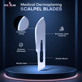 100 - Pack Sharp Carbon - Steel Disposable Scalpel Blades - Individually Packed - for Anatomy, Crafts & Facial Dermaplaning (#24)