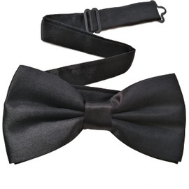 UtopyaUK Mens Bow Tie Plain Novelty Adjustable Clip Fastening Pre Tied Wedding Party Double Layer Bow ties (Black)