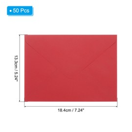 PATIKIL 5x7 Envelopes, 50Pcs A7 Size Gummed V Flap Invitation Envelopes for Greeting Cards Wedding Invitations Graduation Birthday Party, Red