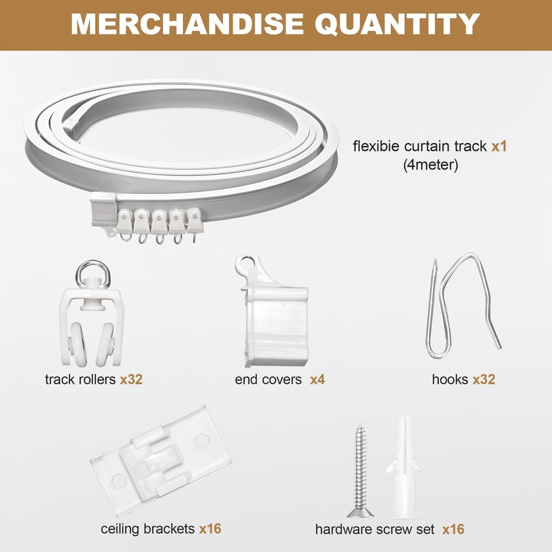 Flexible Bendable Ceiling Curtain Track, Ceiling Mount for Curtain Rail,Room