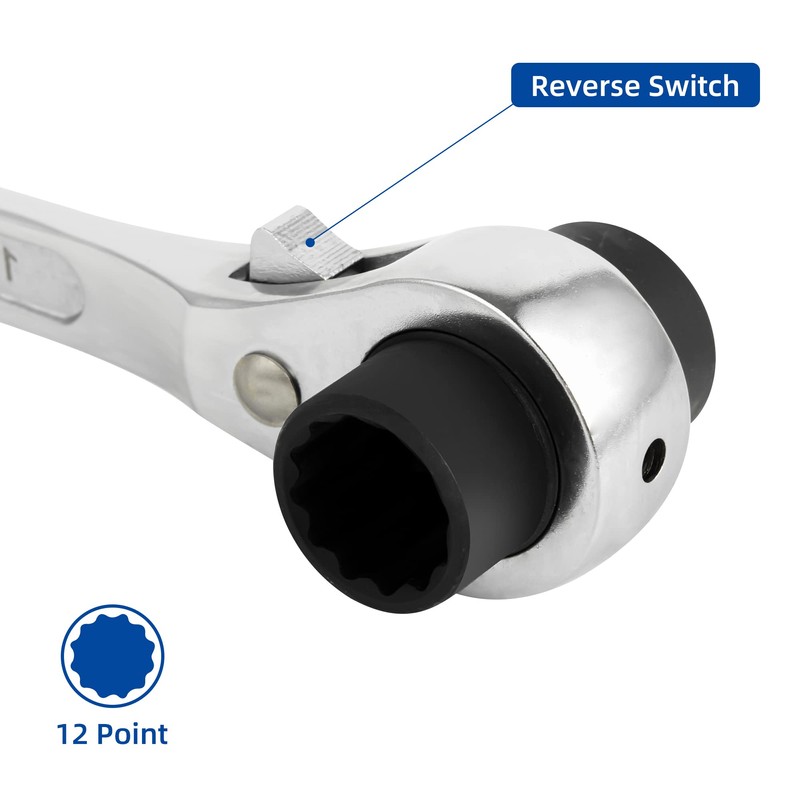 DAKCOS 19mm×22mm OR 3/4"×7/8" 12 Point Double Ended Socket Ratcheting