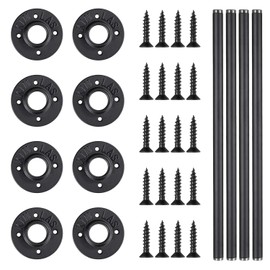 Elibbren 4 Pack Industrial Pipe Table Legs, Farmhouse Metal Pipes and Flanges for Custom Vintage Tables and Furniture, Rustic Iron Desk Leg Corner, Table Shelf Support, 30 in