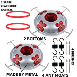Hummingbird Feeder Base Replacement Parts Set Includes Hummingbird Feeder Bottom Moat Hooks Brushes and Replacement Seal Rings (2)