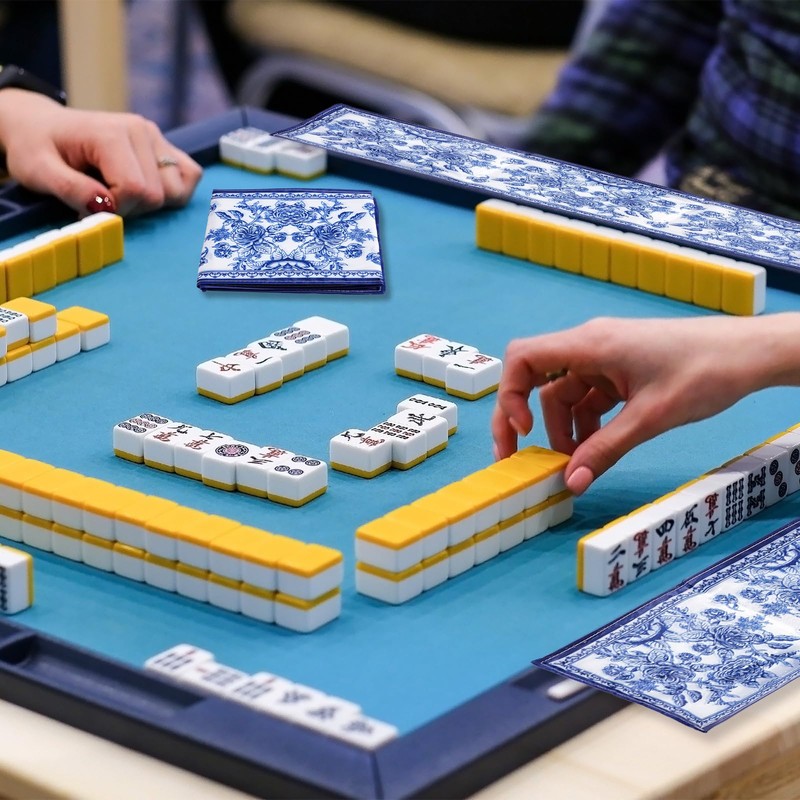4 Pack Blue Chinoiserie Print Mahjong Card Holder 6.2 x