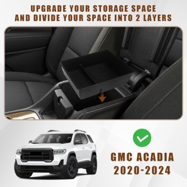 Muslogy for Acadia 2017-2023 Console Organizer Armrest Storage Box Insert Tray ABS Material Glove Pallet Compatible with GMC Acadia SL SLE SLT Denali AT4 2023 2022 2021 2020 2019-2017