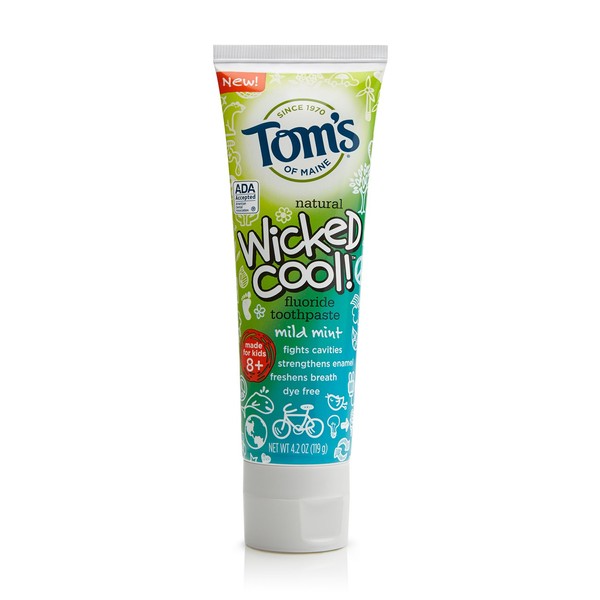 Tom's of Maine Natural Wicked Cool! Fluoride Toothpaste, Mild Mint, 4.2 Ounce