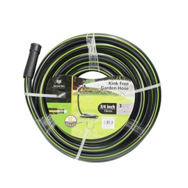 Worth Garden 3/4 in. x 100 ft. Long Water Hose - Heavy Duty Durable Non Kinking Black Garden Hose - PVC Material Hose with Brass Fittings - Flexible Hose for Household and Commercial Use