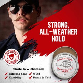 Firehouse Moustache Wax Dark - Strong Heavy-Duty Mustache & Beard Wax, Naturally Scented & Colored All-Weather Mustache Wax (1 Ounce Tin); Handmade in Small Batches by John The Fireman