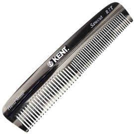 Kent R7T Black Graphite Fine Tooth and Wide Tooth Hair Comb - Handmade Pocket Comb for Men, Best Beard and Mustache Comb for Everyday Grooming, Sawcut made in England