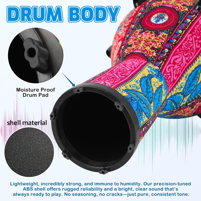 GOGHOST Freestyle Mechanically Tuned Djembe 10 Inch Head - 10"