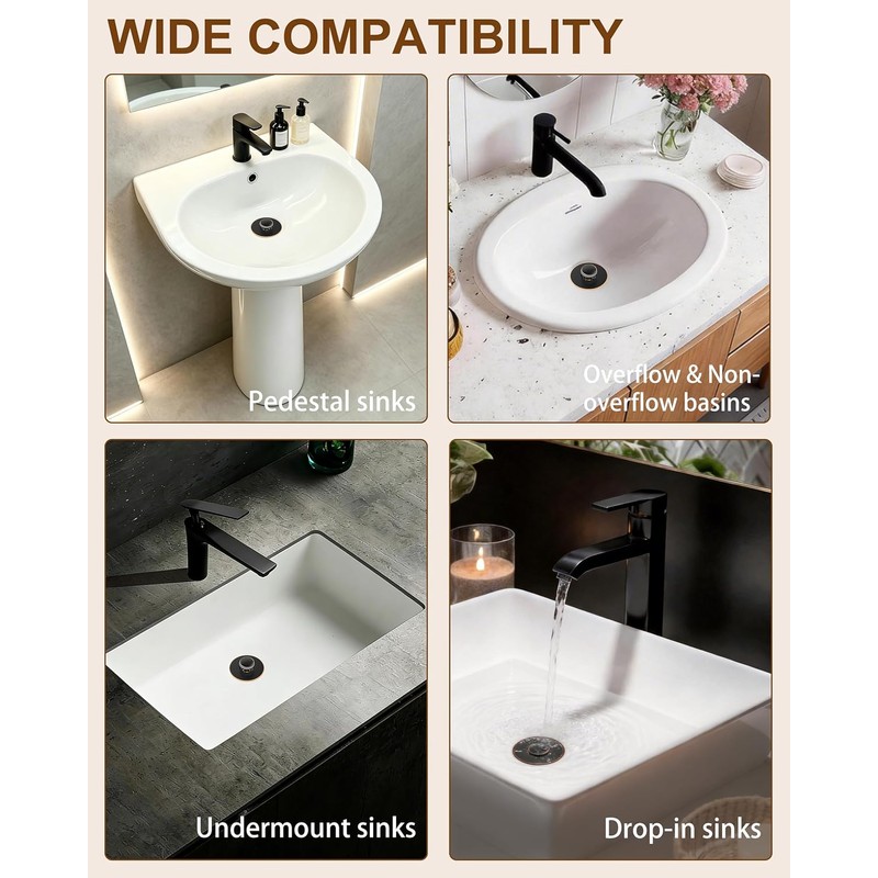 Fransiton 2 Pack Bathroom Sink Stopper, 1.1-1.77 Inch Basin Pop