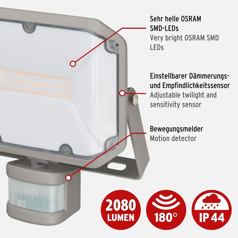 Brennenstuhl LED Spotlight AL 2050 with PIR (20 W, 2080