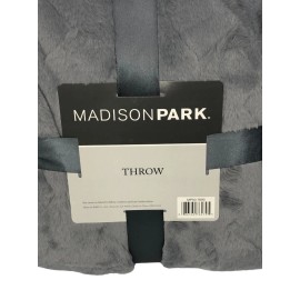 Madison Park GRAY Jane Claire Luxury Basketweave Faux Fur Throw Blanket 50x60"