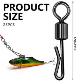 JAZOKA 25 Pcs Quick Change Swivels, Carp Coarse Fishing Tackle Rings Rigs Clips Links Connector