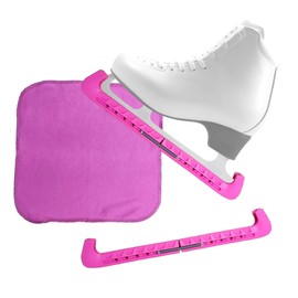 Kiarela Ice Skate Guards for Figure Skates and Towel Gift Set – Skate Blade Guards and Towel - Fits Kids' and Adults' Figure Skates - Double Springs - Assembly Required - (Power Pink)