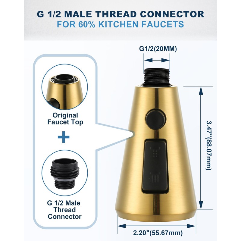 Pull Down Spray Head Replacement - for Kitchen Faucet Sprayer