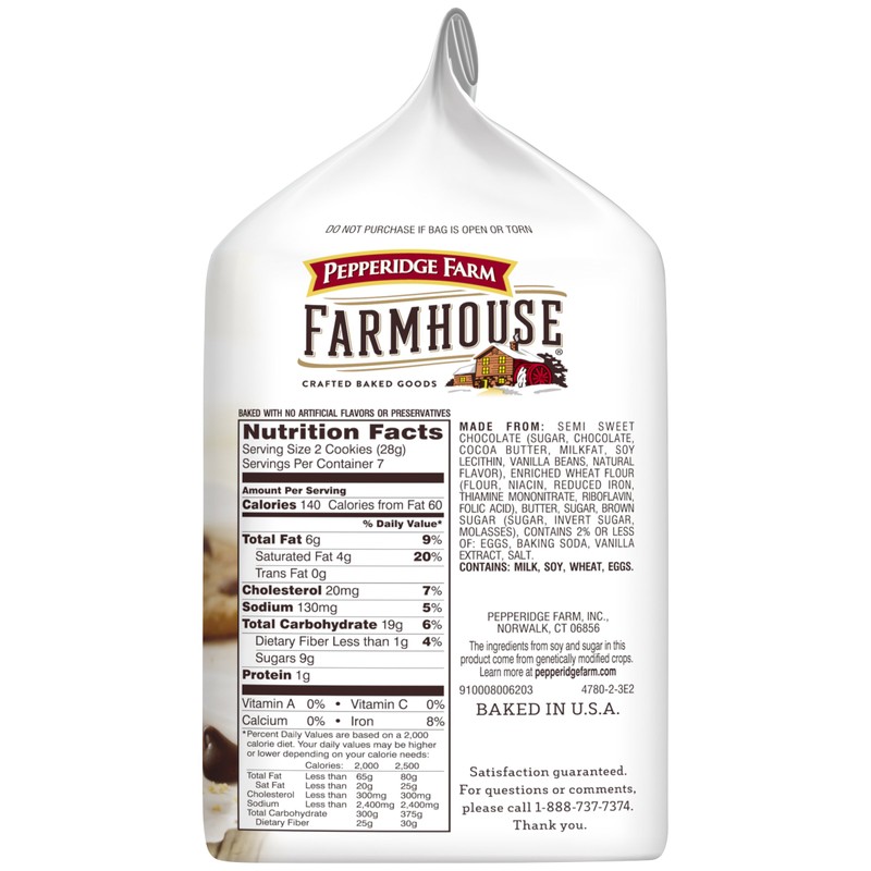Pepperidge Farm Farmhouse Thin & Crispy Dark Chocolate Chip Cookies,