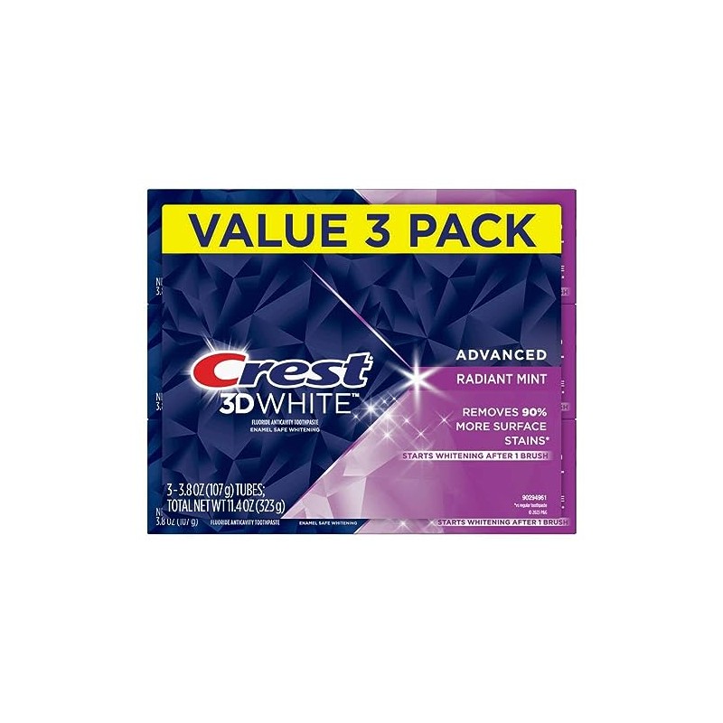 Crest 3D White Toothpaste Radiant Mint, 3.8 Oz (Pack of