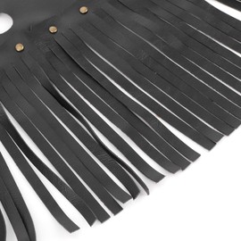 Motorcycle Kicking Board with Fringes, Black PU Leather Cover, Universal Fit for Bikers, Easy Installation for Style Upgrade, Retro Look for Custom Motorcycles