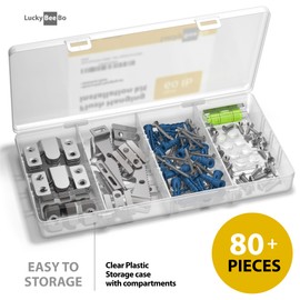 Heavy Duty Flush Installation Hanging Kit - Flush Mount Bracket Hangers, Interlocking Design, Screws, Sawtooth Frame Hangers,Level. Supports up to 60 lbs