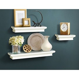 AHDECOR Floating Shelves Ledge Shelf White, 4 Inches Deep, Set of 3