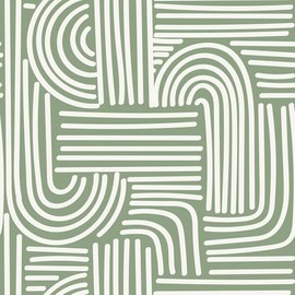 VEELIKE Sage Green Geometric Peel and Stick Wallpaper Boho Abstract Geometric Wallpaper for Bedroom Bathroom Accent Wall 17.7''x118'' Removable Art Deco Wall Paper Green Contact Paper for Cabinets