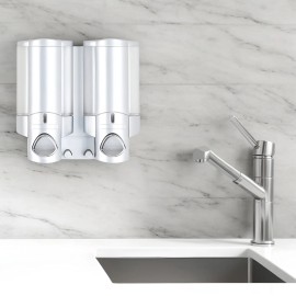 Homeroots Gray Heavy Duty Plastic Two Chamber Wall Mount Soap Dispenser