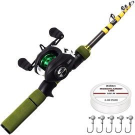 Kilitn Fishing Rod and Reel Combo, Graphite Telescopic Baitcaster Rod, Baitcast Reel Baitcasting Combo, with Comfortable EVA Handle for Freshwater or Saltwater Fishing (Casting Left 5FT)