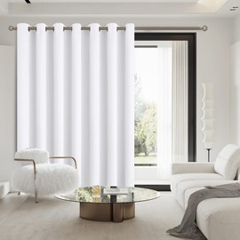 BGment Fashion Sliding Door Curtain 100 X 84 Inches, Wide Room Darkening Room Divider Window Curtain Thermal Blackout Curtains, 1 Panel, Pure White, 84 Length X Wide 100