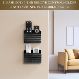 LINFIDITE 2 Pack Adhesive TV Remote Control Holder Wall Mount TV Remote Holder For Bedside Wall Remote Control Caddy Storage Organizer Stand Box （For 2 Or 4 Remote Controls – Black）
