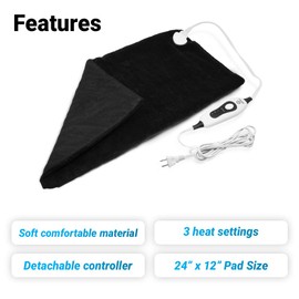 iReliev Plush Heating Pad - (24” x 12”) - Fast Heating - Dry Heat Therapy - Ultra-Soft, Soothing Heat - Auto-Off - Neck, Shoulders, Back, Abdomen, Legs, Arms - Pain, Inflammation & Cramps