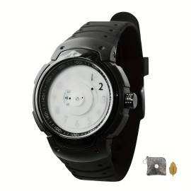Sports Style Quartz Watch, Creative Design, Round Dial, Electronic Movement, Zinc Alloy Case, Rubber Strap, Battery PoweredColor: White