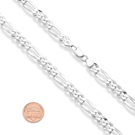 Miabella Solid 925 Sterling Silver Italian 9mm Solid Diamond-Cut Figaro Link Chain Necklace For Men, Made in Italy (Length 22 Inches)