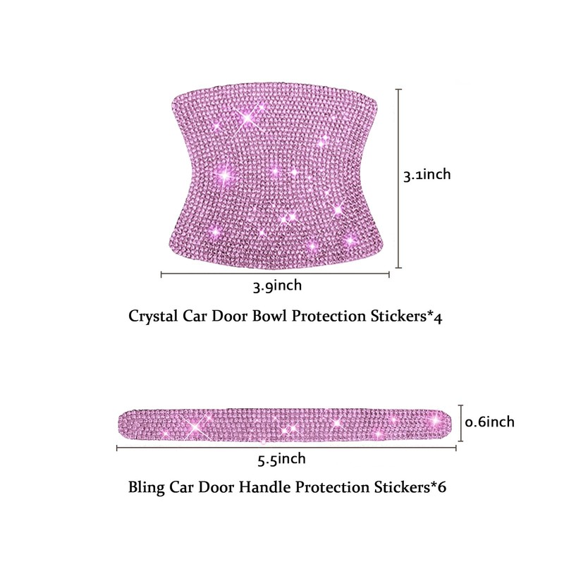 BetterJonny 10PCS Crystal Car Door Scratch Protector, Rhinestone Bling Scratch