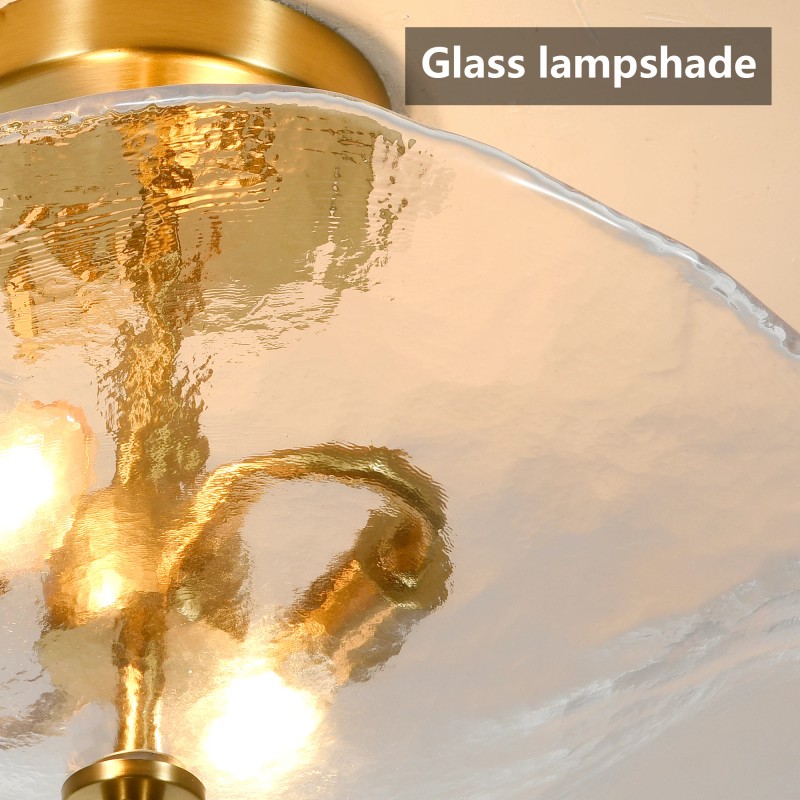 Ship in USA,16.5" Glass Semi Flush Mount Ceiling Light Fixture,2-Lights