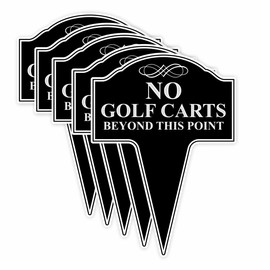 10x14 No Golf Carts Beyond This Point Sign - Durable Weatherproof Metal Safety Sign for Outdoor Use - Pack of 5 Signs (5)