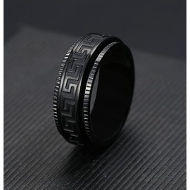 Black Stainless Steel Spinner Ring for Men Women Anxiety Stress Relieving Spinning Ring Cool Male Spin Ring Men Wedding Engagement Promise Band Rings 8MM Wide (Black, 6)