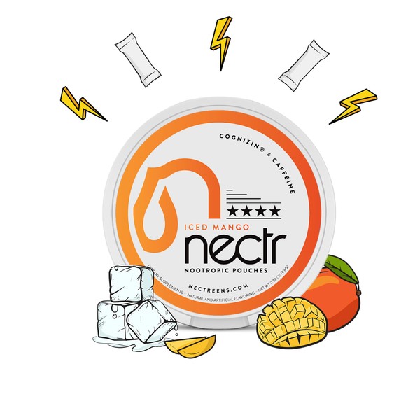 Nectr Nectr Nootropic Energy Pouches, Focus & Energy, Iced Mango,