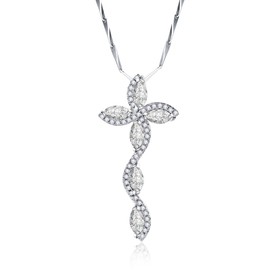 Merthus 925 Sterling Silver Love Journey CZ Cubic Zirconia Cross Necklace Chain Faith Keepaske Pendant God Charm for Women