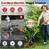 Cordless Weed Wacker with Wheel, Electric Weed Eater Battery Powered